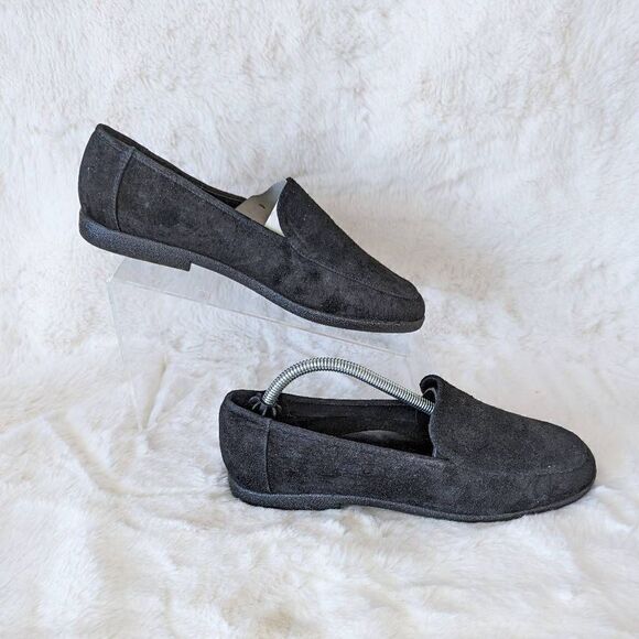 NIB VTG Modern Women Slip On Loafers Shoes Suede Close Toe Black 7.5 - Picture 6 of 12